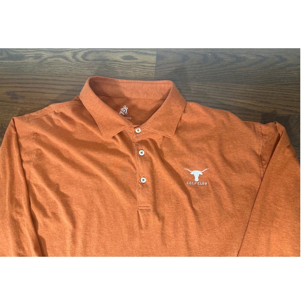 Turtleson Sunday Polo Mens XXL Burnt Orange Long Sleeve Longhorn Golf Club Cotto - Picture 4 of 10